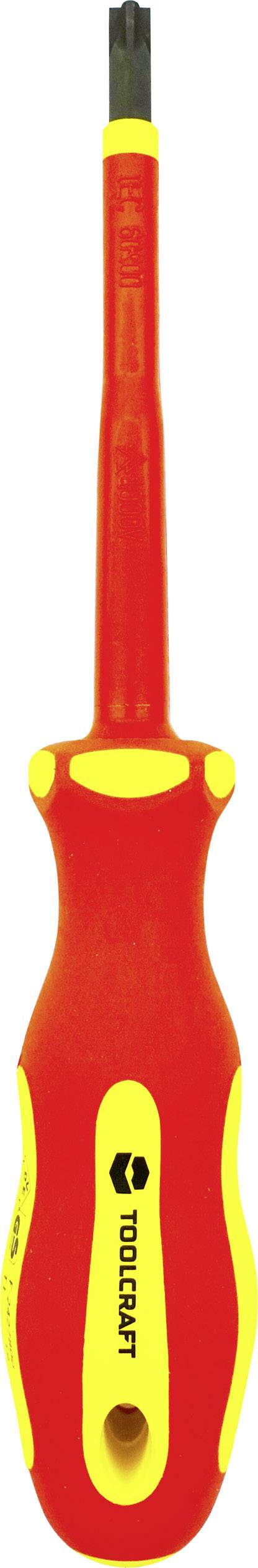 Ein roter und gelber Schlitzschraubendreher mit ergonomischem Griff, geeignet für Elektroarbeiten.
