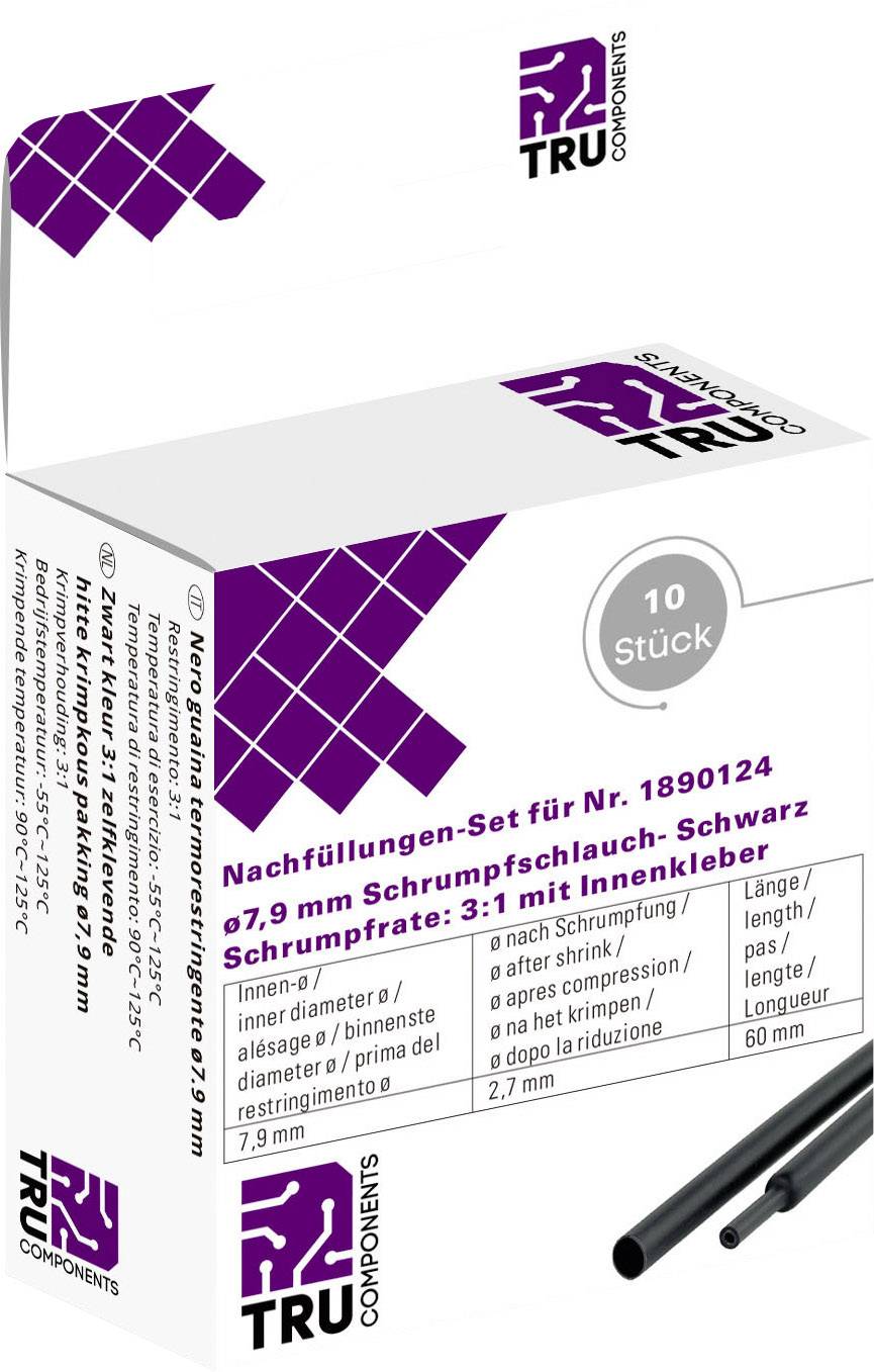 TRU COMPONENTS T1807CA006F Schrumpfschlauch mit Kleber Schwarz 7.90 mm 2.60 mm Schrumpfrate:3:1 10