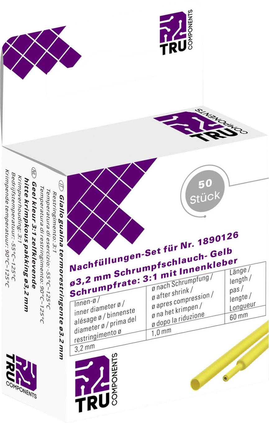 TRU COMPONENTS T1807CA007C Schrumpfschlauch mit Kleber Gelb 3.20mm 1mm Schrumpfrate:2:1 50St.