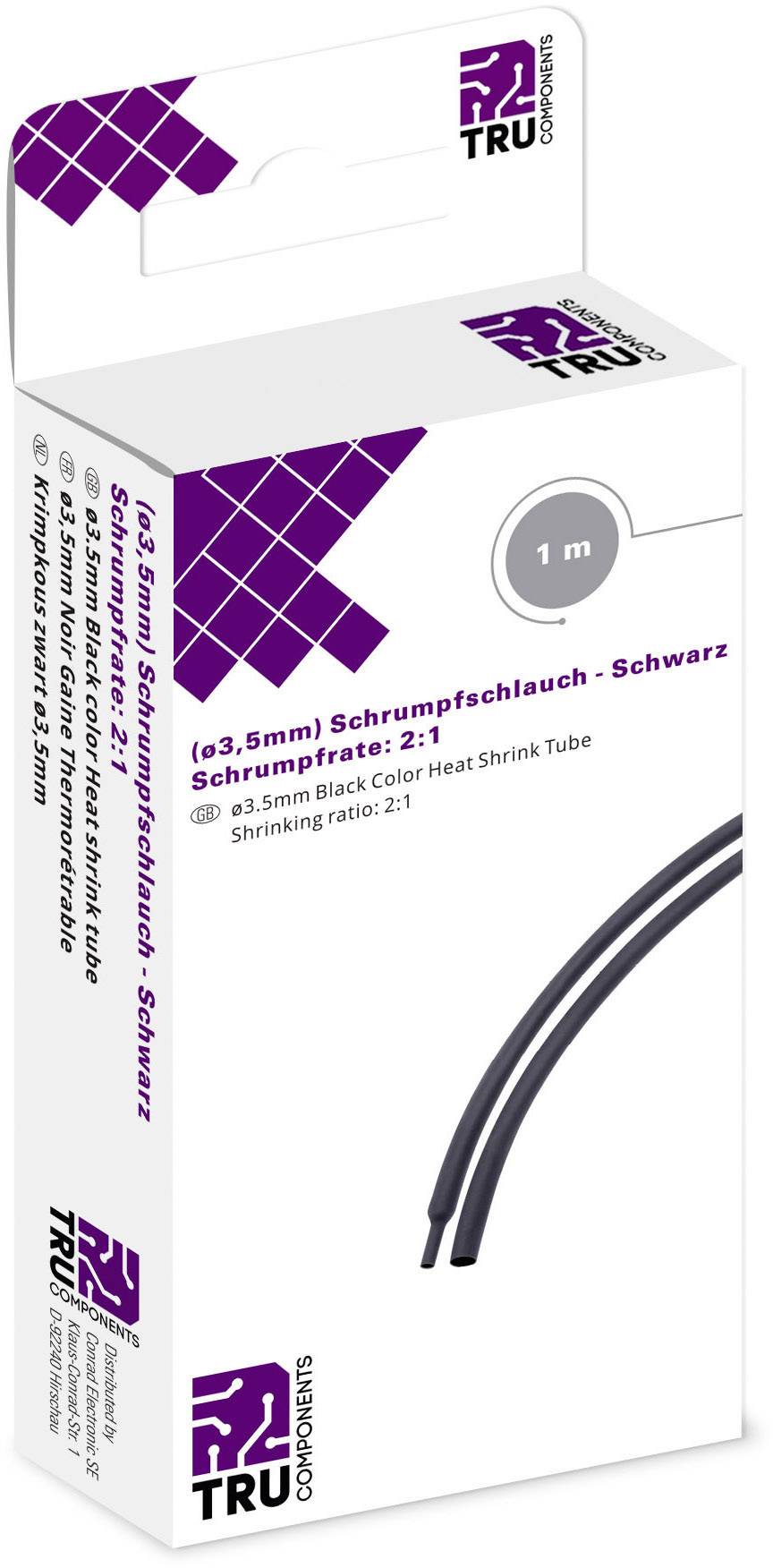 TRU COMPONENTS T1904CA029 Schrumpfschlauch ohne Kleber Schwarz 3.50mm 1.80mm Schrumpfrate:2:1 1m