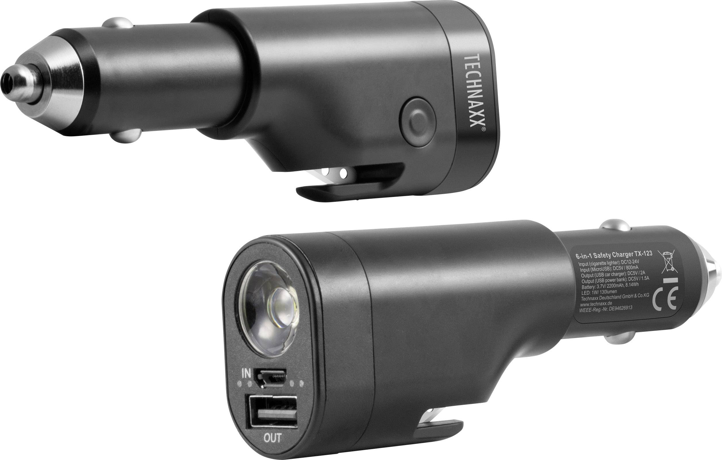 Technaxx Autoladegerät mit 6 integrierten Sicherheitswerkzeugen