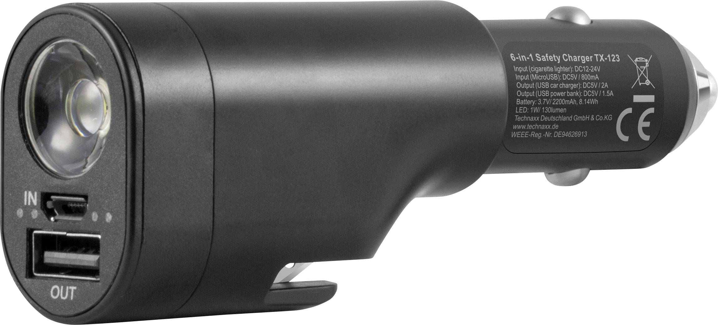 Technaxx Autoladegerät mit 6 integrierten Sicherheitswerkzeugen