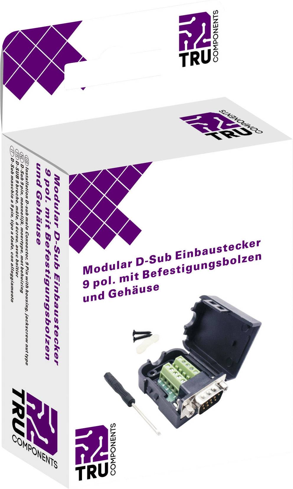 TRU COMPONENTS T190C4090 D-SUB Einbaustecker Polzahl: 9 Schrauben 1St.