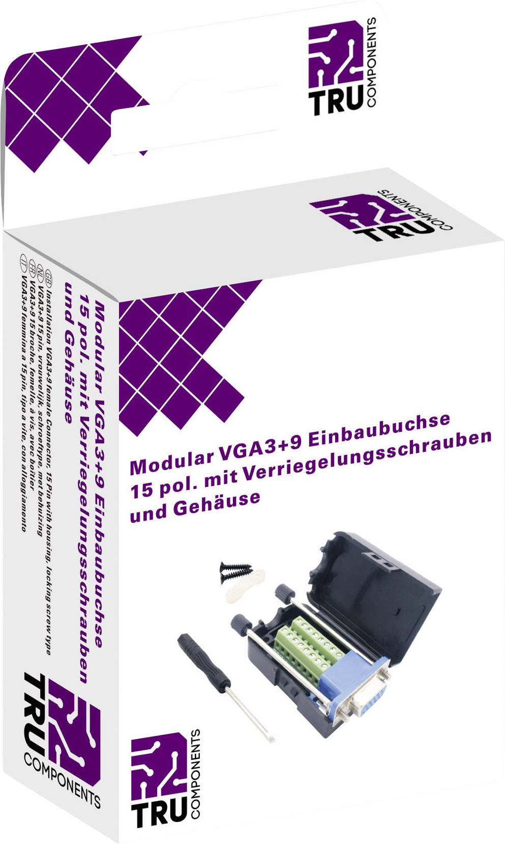 TRU COMPONENTS T1904C099 D-SUB Buchsenleisten-Set Polzahl: 15 Schrauben 1St.