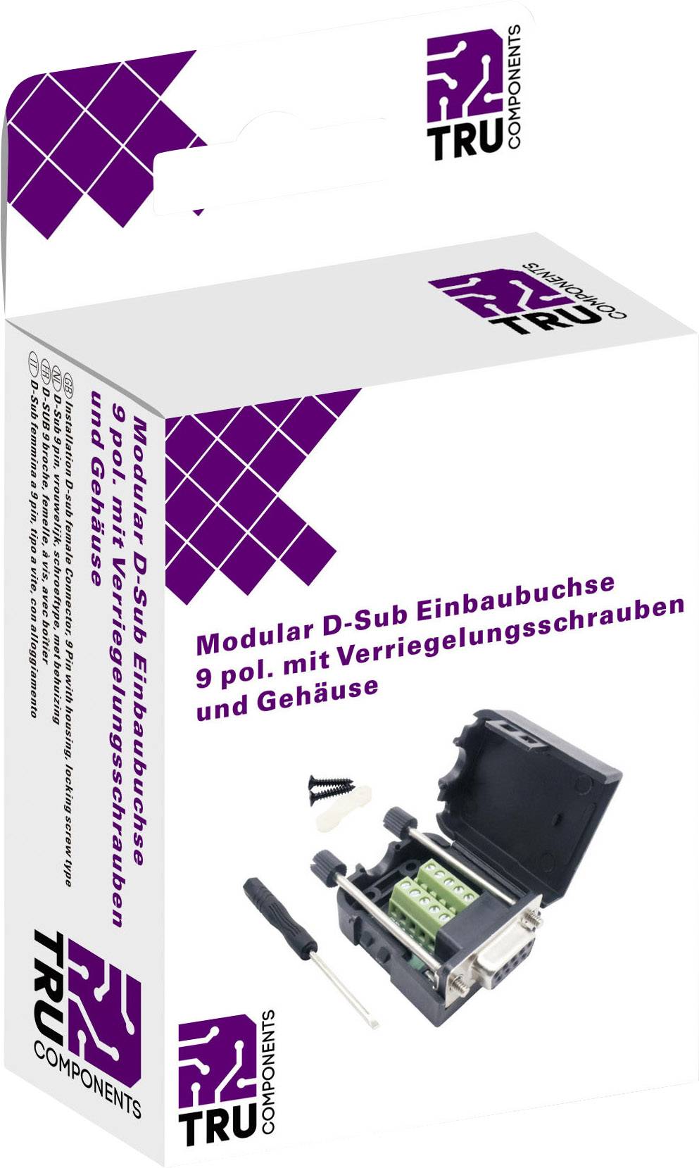 TRU COMPONENTS T190C4089 D-SUB Einbaubuchse Polzahl: 9 Schrauben 1St.