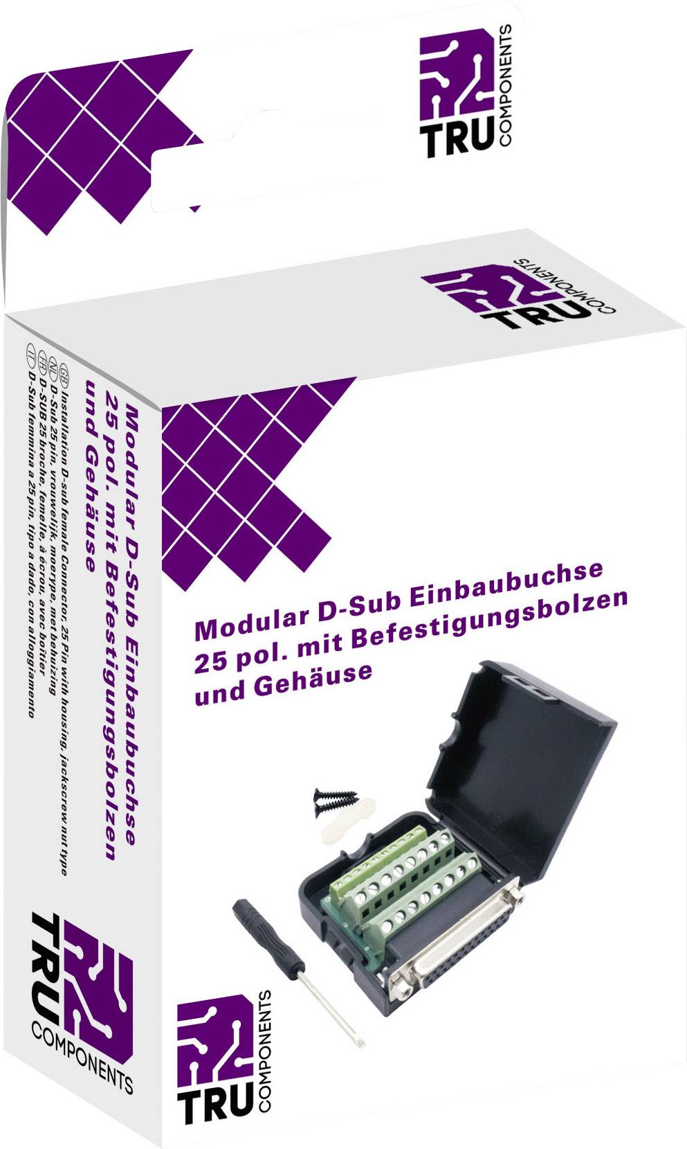 TRU COMPONENTS T1904C101 D-SUB Buchsenleisten-Set Polzahl: 25 Schrauben 1St.