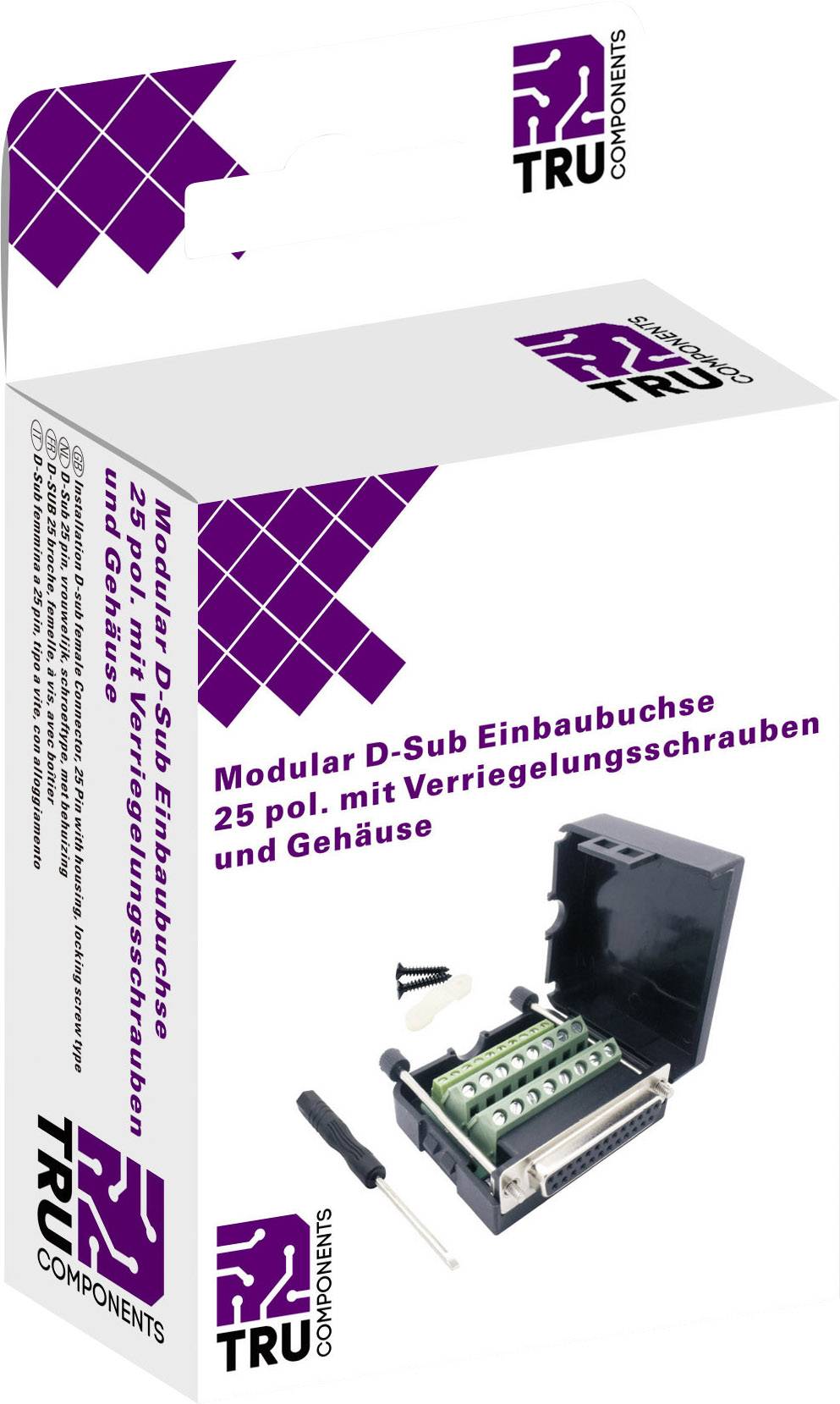 TRU COMPONENTS T1904C103 D-SUB Buchsenleisten-Set Polzahl: 25 Schrauben 1St.