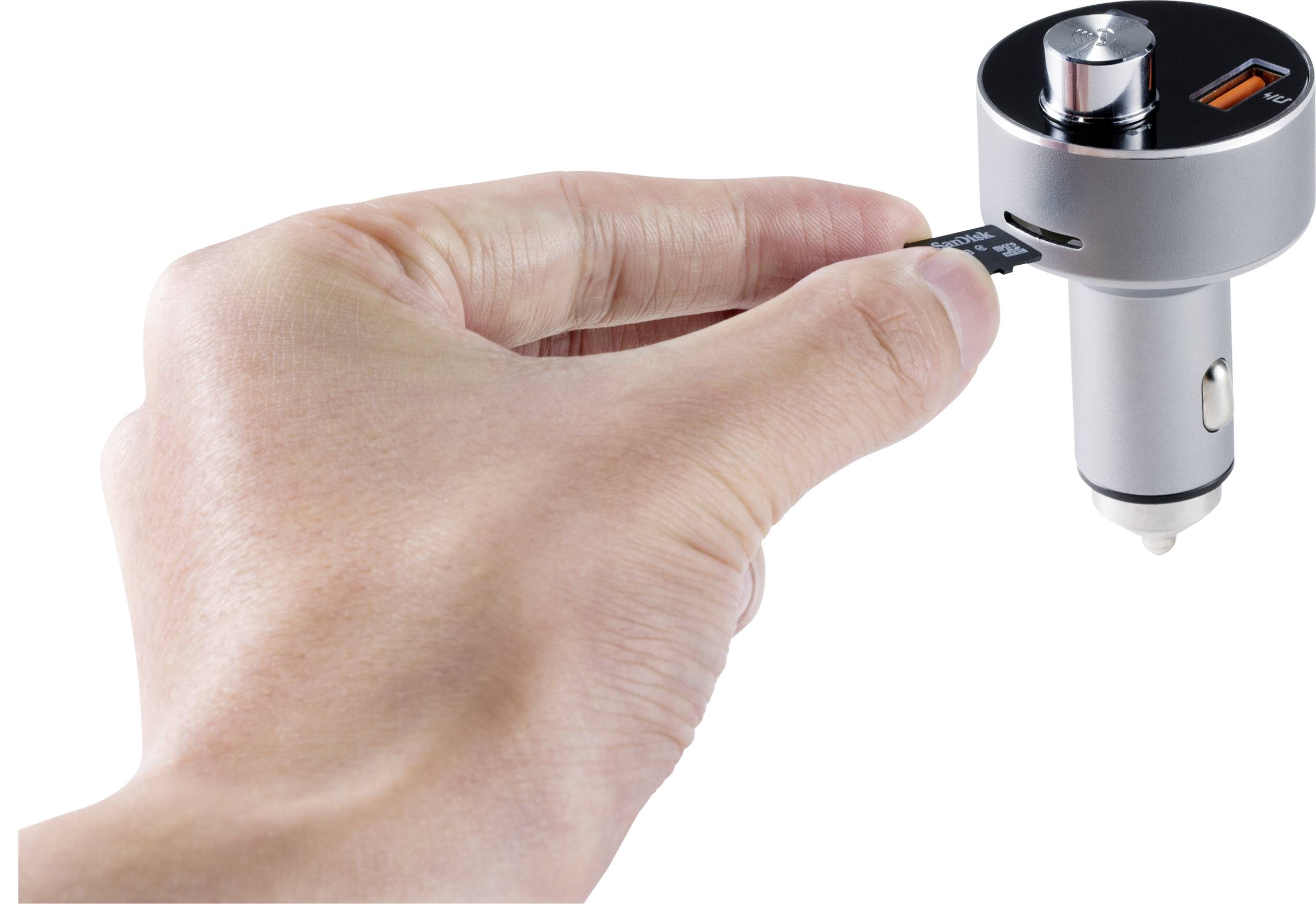 Renkforce RF-CAR-100 FM Transmitter Bluetooth® inkl. Freisprechfunktion, mit Kartenslot, Integrierter MP3-Player