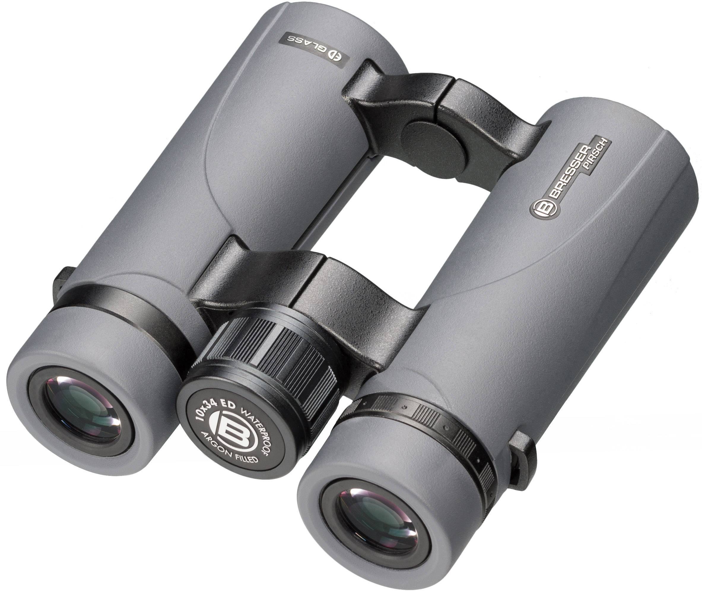 Bresser Optik Fernglas Pirsch ED 10 x 34 mm Dachkant Grau 1721035