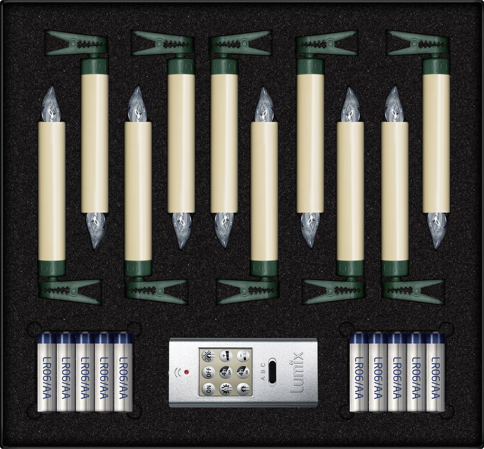 Lumix 74422 Funk-Weihnachtsbaum-Beleuchtung Kerze Innen/Außen batteriebetrieben Anzahl Leuchtmittel 10 LED Warmweiß