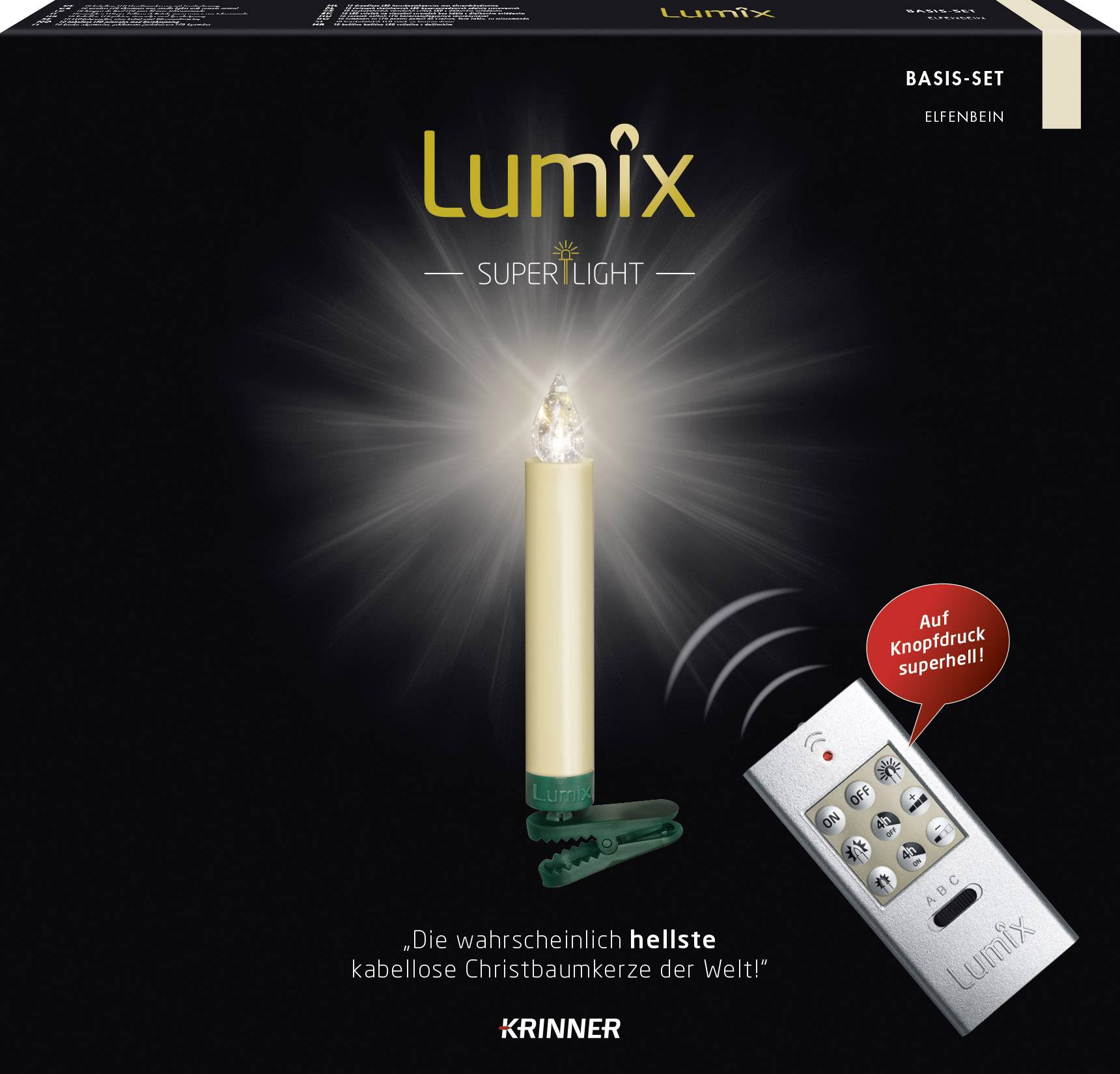 Lumix 74422 Funk-Weihnachtsbaum-Beleuchtung Kerze Innen/Außen batteriebetrieben Anzahl Leuchtmittel 10 LED Warmweiß