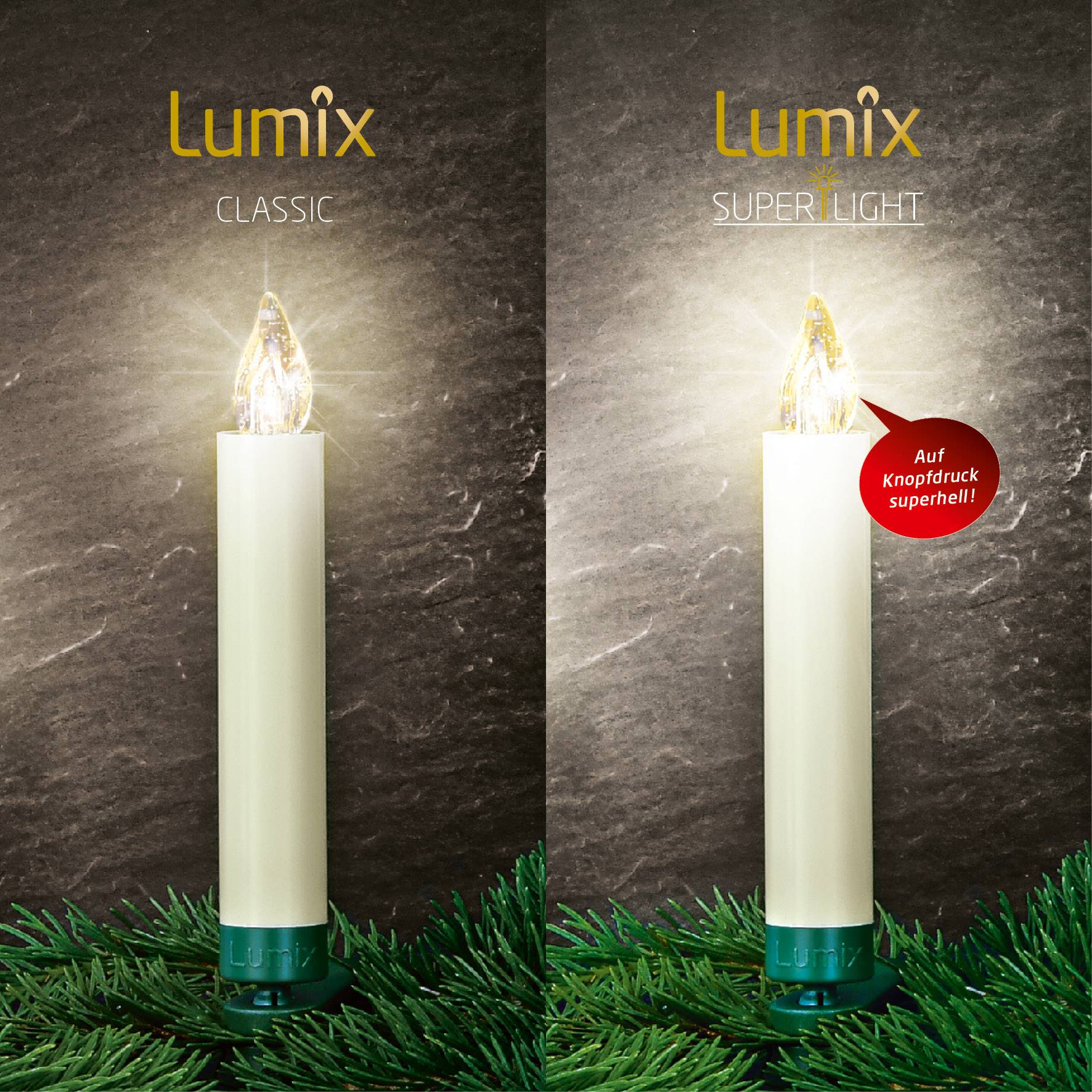 Lumix 74422 Funk-Weihnachtsbaum-Beleuchtung Kerze Innen/Außen batteriebetrieben Anzahl Leuchtmittel 10 LED Warmweiß