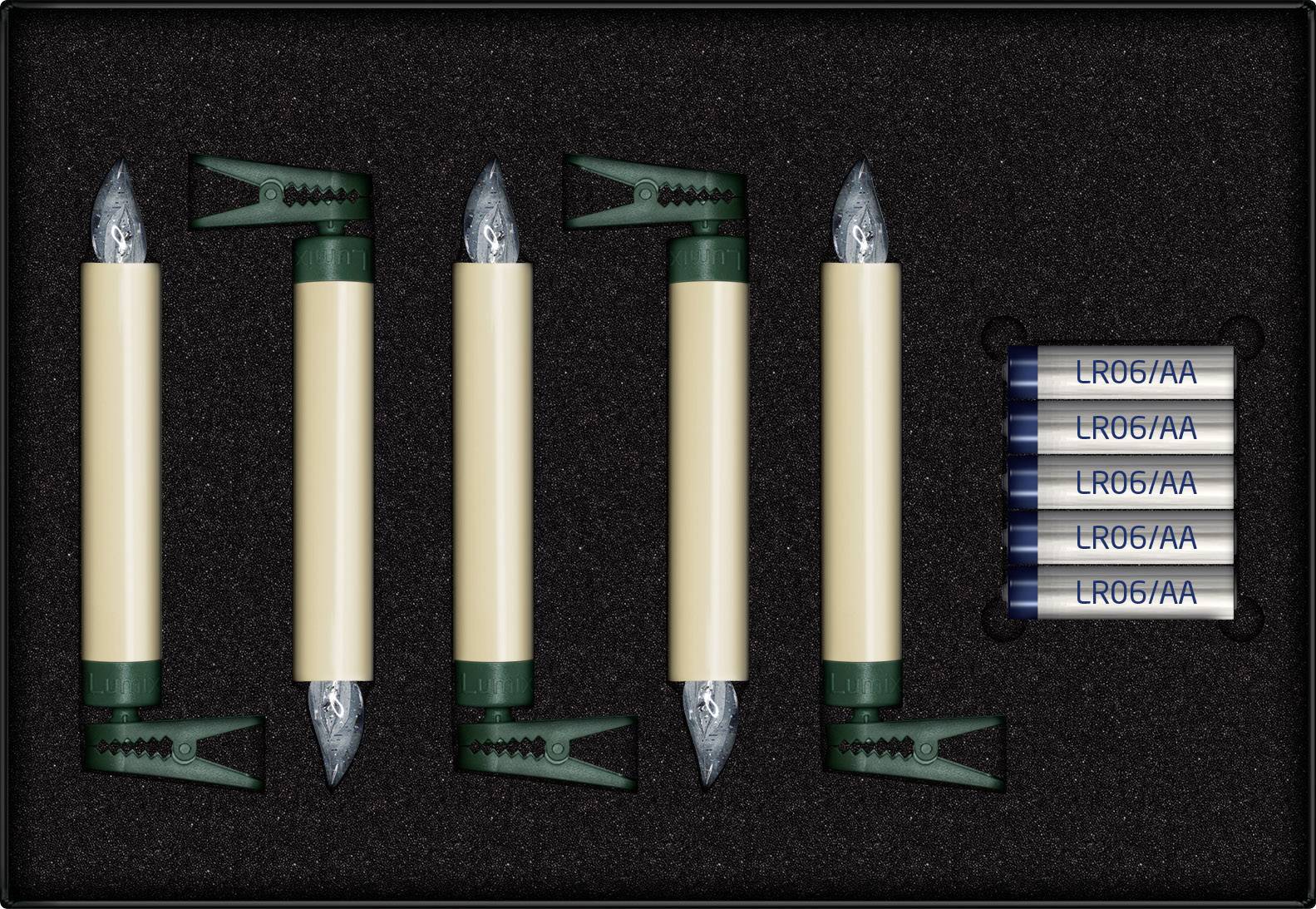 Lumix 74432 Funk-Weihnachtsbaum-Beleuchtung Kerze Innen/Außen batteriebetrieben Anzahl Leuchtmittel 5 LED Warmweiß