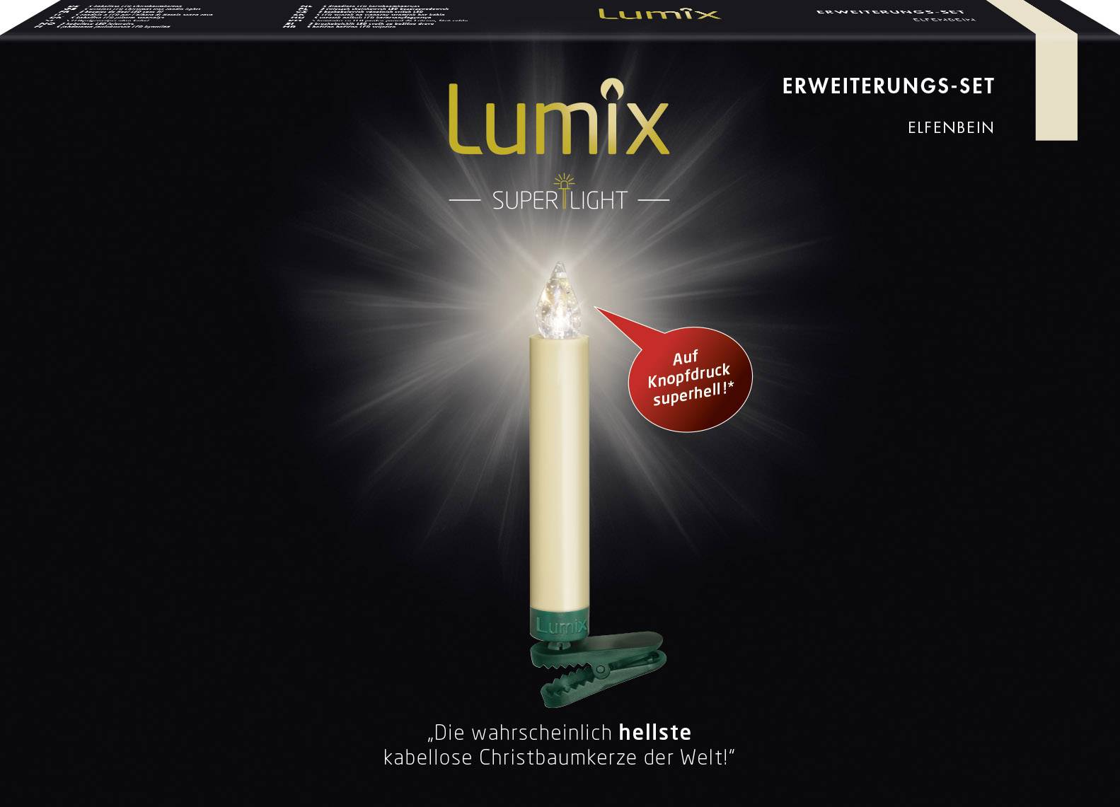 Lumix 74432 Funk-Weihnachtsbaum-Beleuchtung Kerze Innen/Außen batteriebetrieben Anzahl Leuchtmittel 5 LED Warmweiß