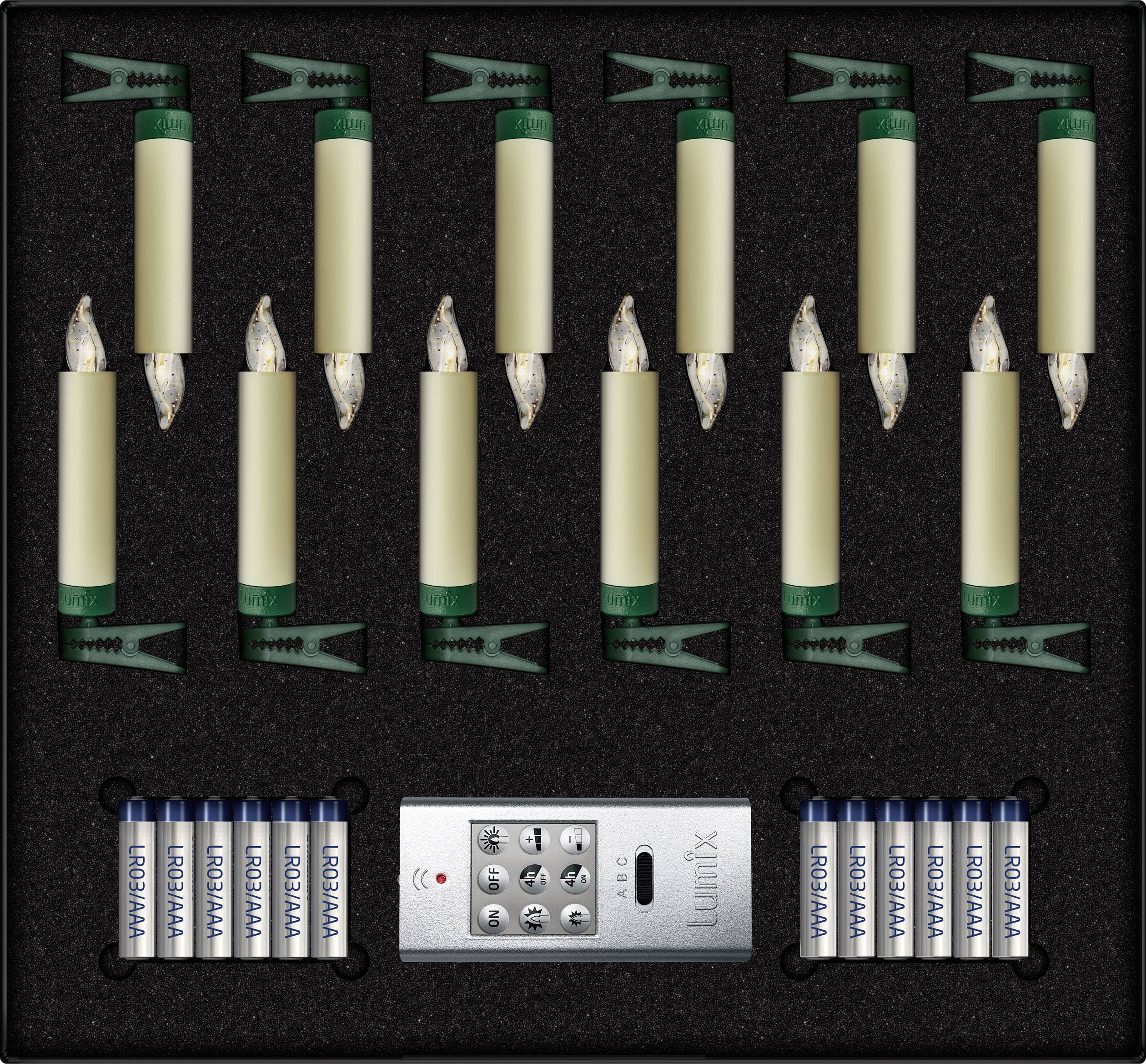 Lumix 75522 Funk-Weihnachtsbaum-Beleuchtung Kerze Innen/Außen batteriebetrieben Anzahl Leuchtmittel 12 LED Warmweiß