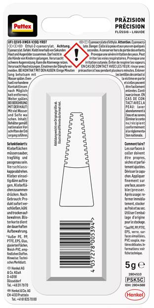 Pattex Präzision Sekundenkleber PSK5C 5g