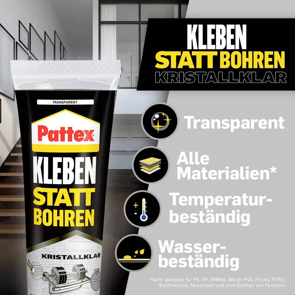 Pattex Kleben statt Bohren Kristallklar Montagekleber PKBC1 90 g