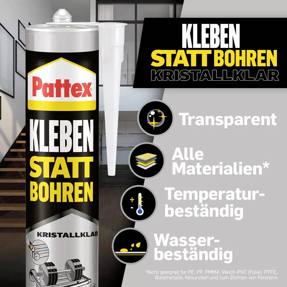 Pattex Kleben statt Bohren Kristallklar Montagekleber PKBC2 290g