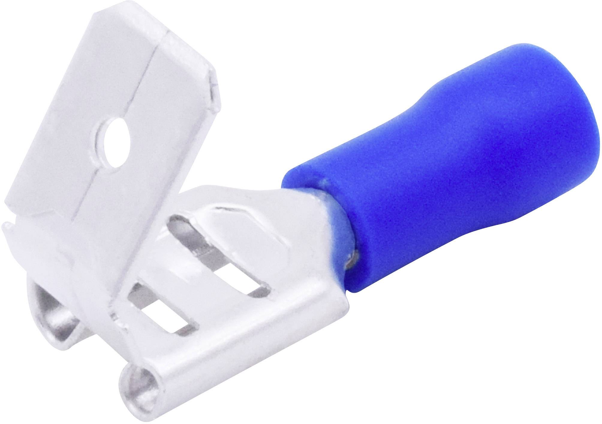 TRU COMPONENTS T1904C047 Flachsteckhülsen-Sortiment mit Abzweig Steckbreite: 6.30mm Steckdicke: 0.80mm 180° Teilisoliert Blau