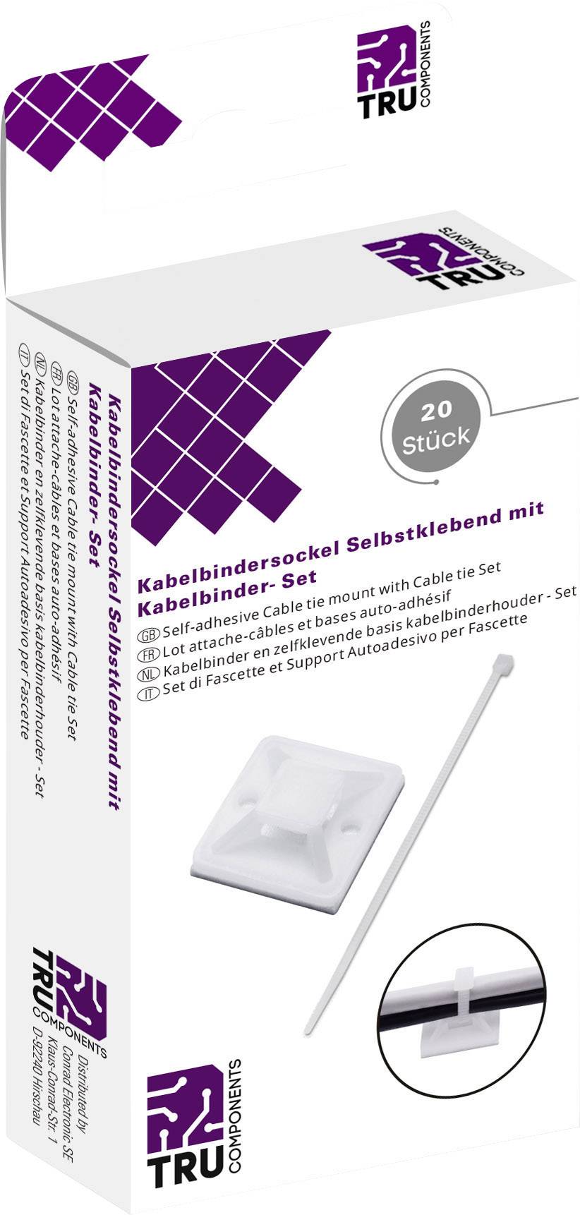 TRU COMPONENTS T1904CA038 Kabelbinder-Sortiment 100mm 2.50mm Natural 20 Teile