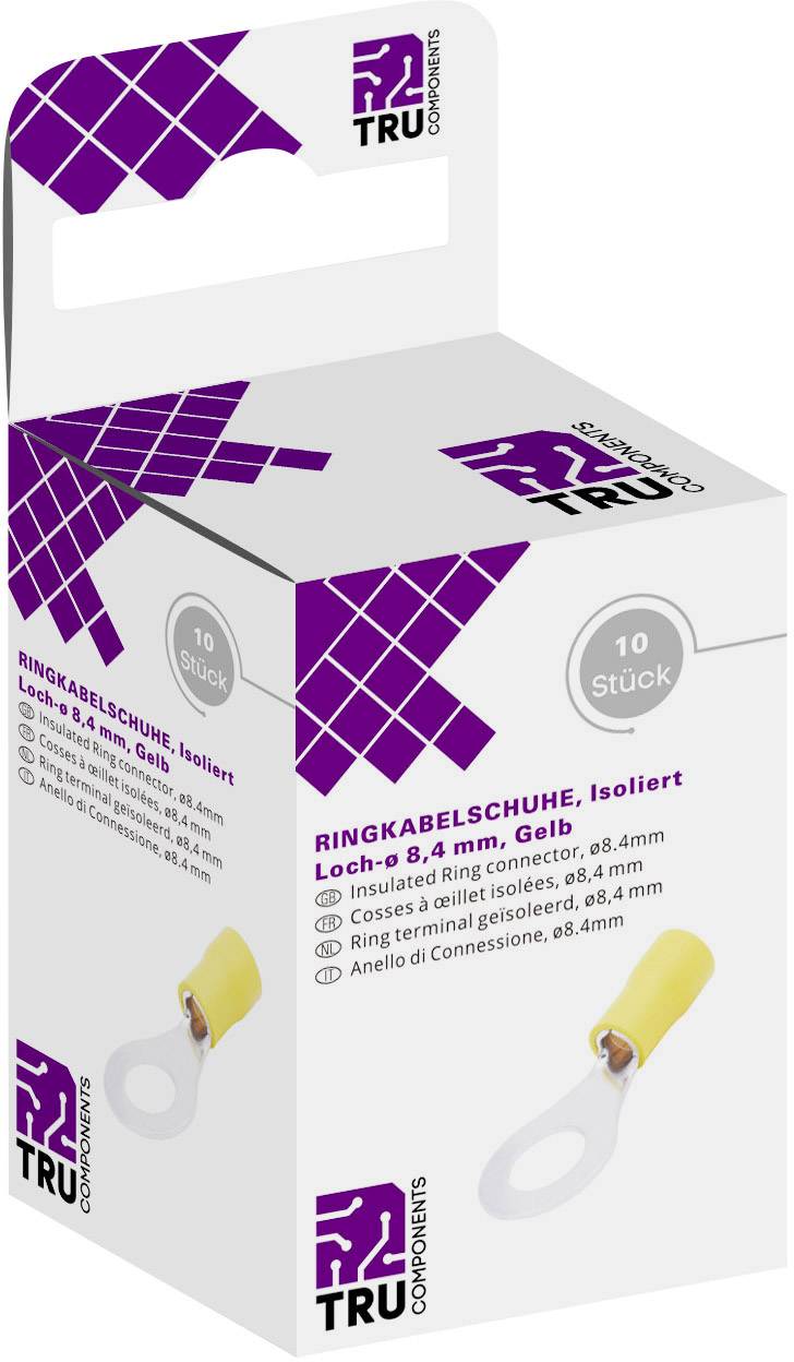 TRU COMPONENTS T1904C063 Ringkabelschuh Querschnitt (max.)=6mm² Loch-Ø=8.40mm Teilisoliert Gelb 10St.