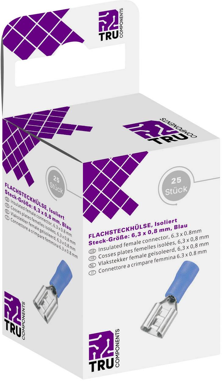 TRU COMPONENTS T1904C039 Flachsteckhülsen-Sortiment Steckbreite: 6.30 mm Steckdicke: 0.80 mm 180 °