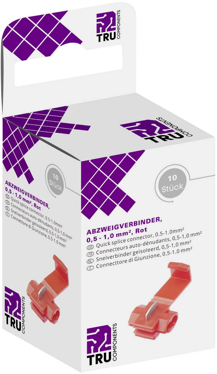 TRU COMPONENTS T1904C036 Abzweigverbinder flexibel: 0.50-1.00mm² starr: 0.50-1.00mm² Polzahl: 2 10 St. Rot