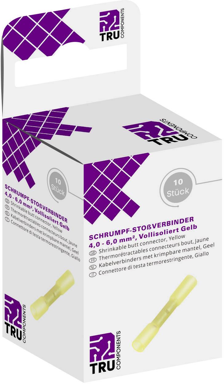 TRU COMPONENTS T1904C070 Stoßverbinder mit Schrumpfschlauch 4mm² 6mm² Vollisoliert Gelb 10St.