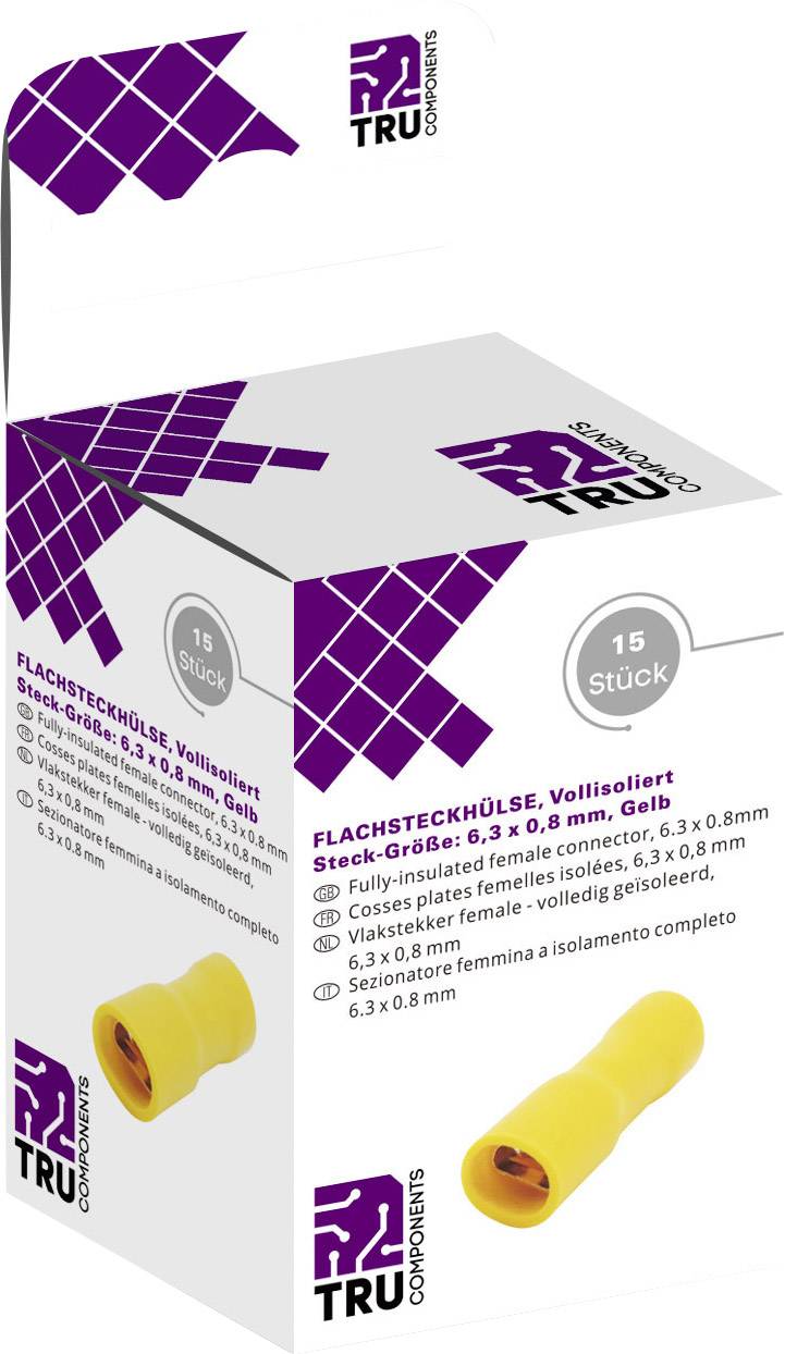TRU COMPONENTS T1904C119 Flachsteckhülsen-Sortiment Steckbreite: 6.30 mm Steckdicke: 0.80 mm 180 °