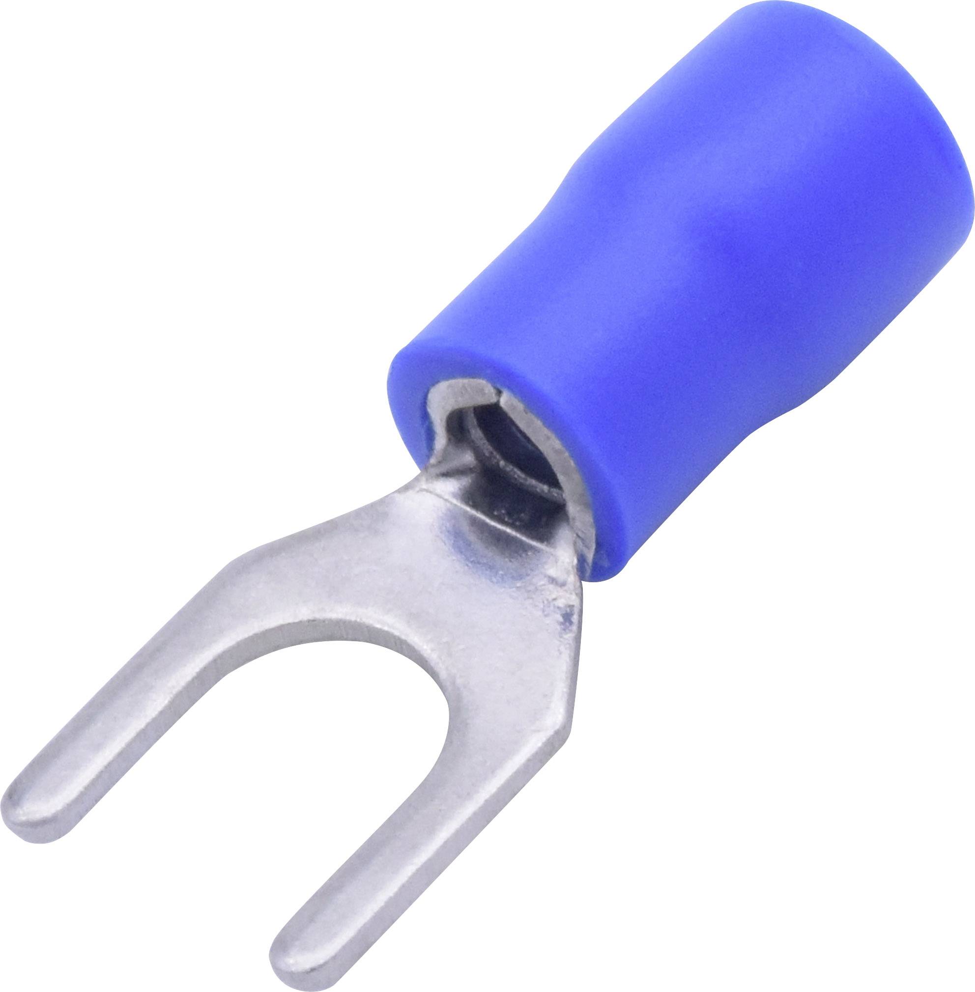 TRU COMPONENTS T1904C065 Gabelkabelschuh 1.50mm² 2.50mm² Loch-Ø=5.30mm Teilisoliert Blau 25St.