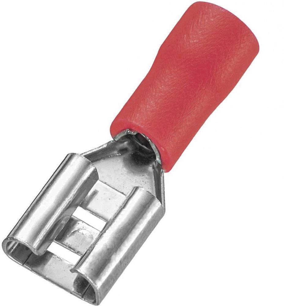 TRU COMPONENTS T1904C038 Flachsteckhülsen-Sortiment Steckbreite: 6.30mm Steckdicke: 0.80mm 180° Teilisoliert Rot 25St.