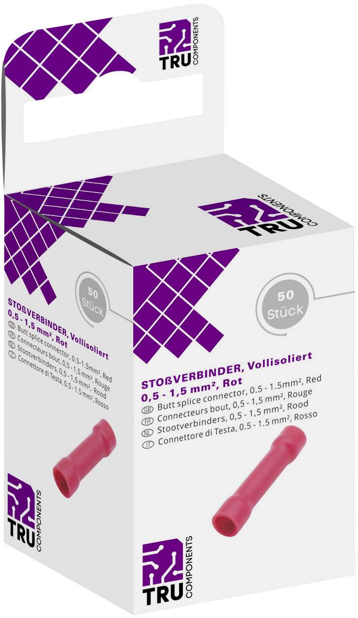 TRU COMPONENTS T1904C066 Parallelverbinder 0.50 mm² 1.50 mm² Vollisoliert Rot 50 St.