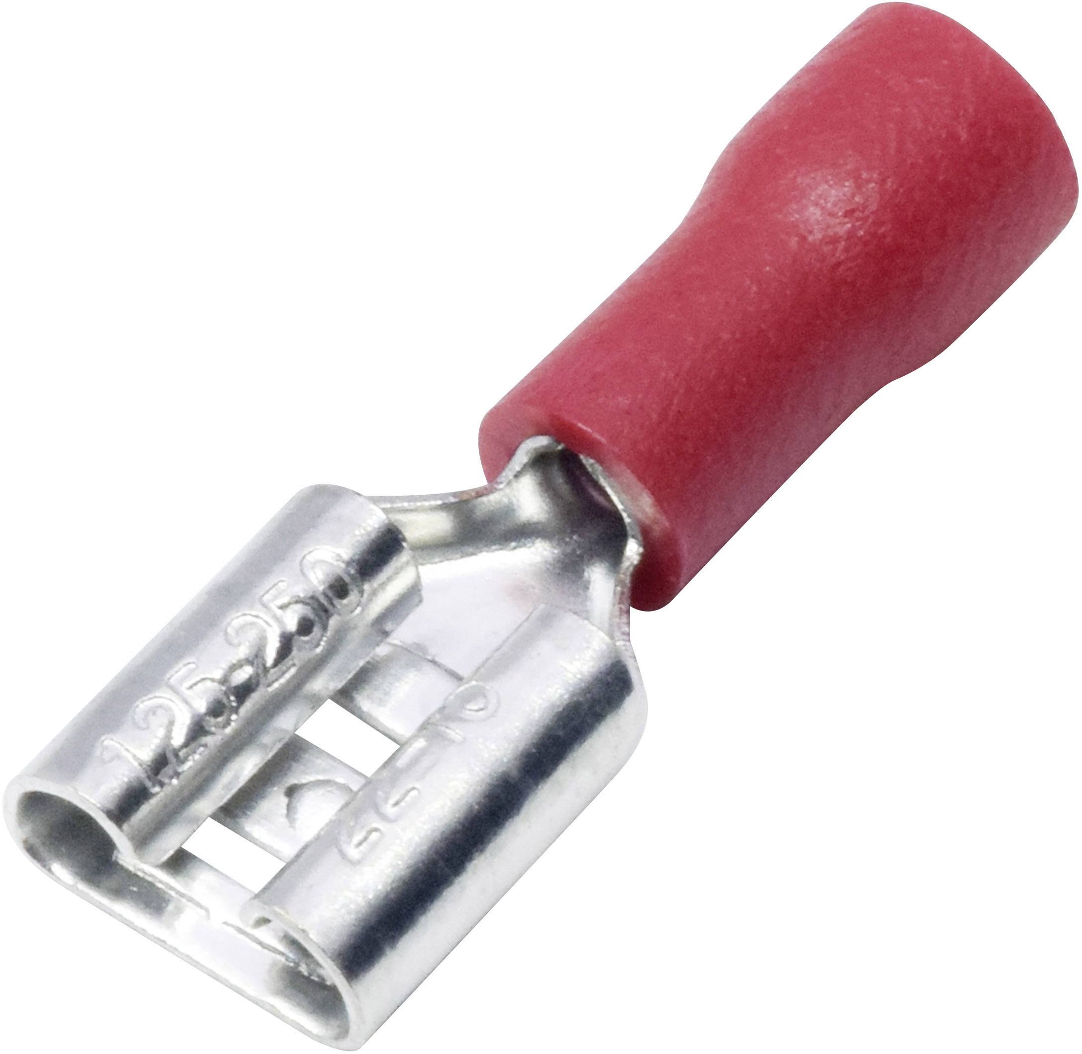 TRU COMPONENTS T1904C040 Flachsteckhülsen-Sortiment Steckbreite: 2.80mm Steckdicke: 0.80mm 180° Teilisoliert Rot 25St.