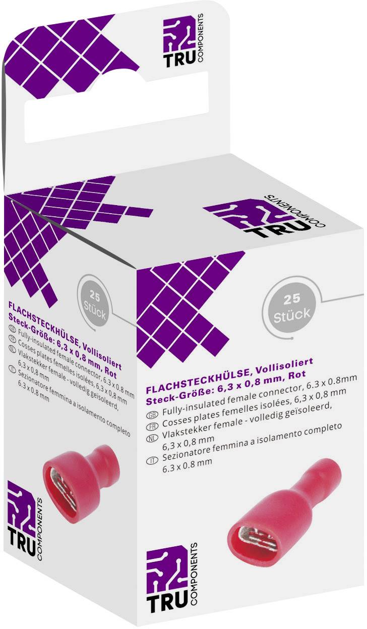 TRU COMPONENTS T1904C117 Flachsteckhülsen-Sortiment Steckbreite: 6.30 mm Steckdicke: 0.80 mm 180 °