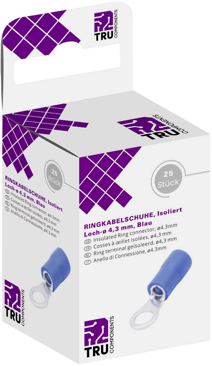 TRU COMPONENTS T1904C060 Ringkabelschuh Querschnitt (max.)=2.50mm² Loch-Ø=4.30mm Teilisoliert Blau 25St.