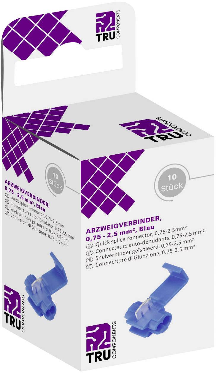 TRU COMPONENTS T1904C037 Abzweigverbinder flexibel: 0.75-2.50mm² starr: 0.75-2.50mm² Polzahl: 2 10 St. Blau