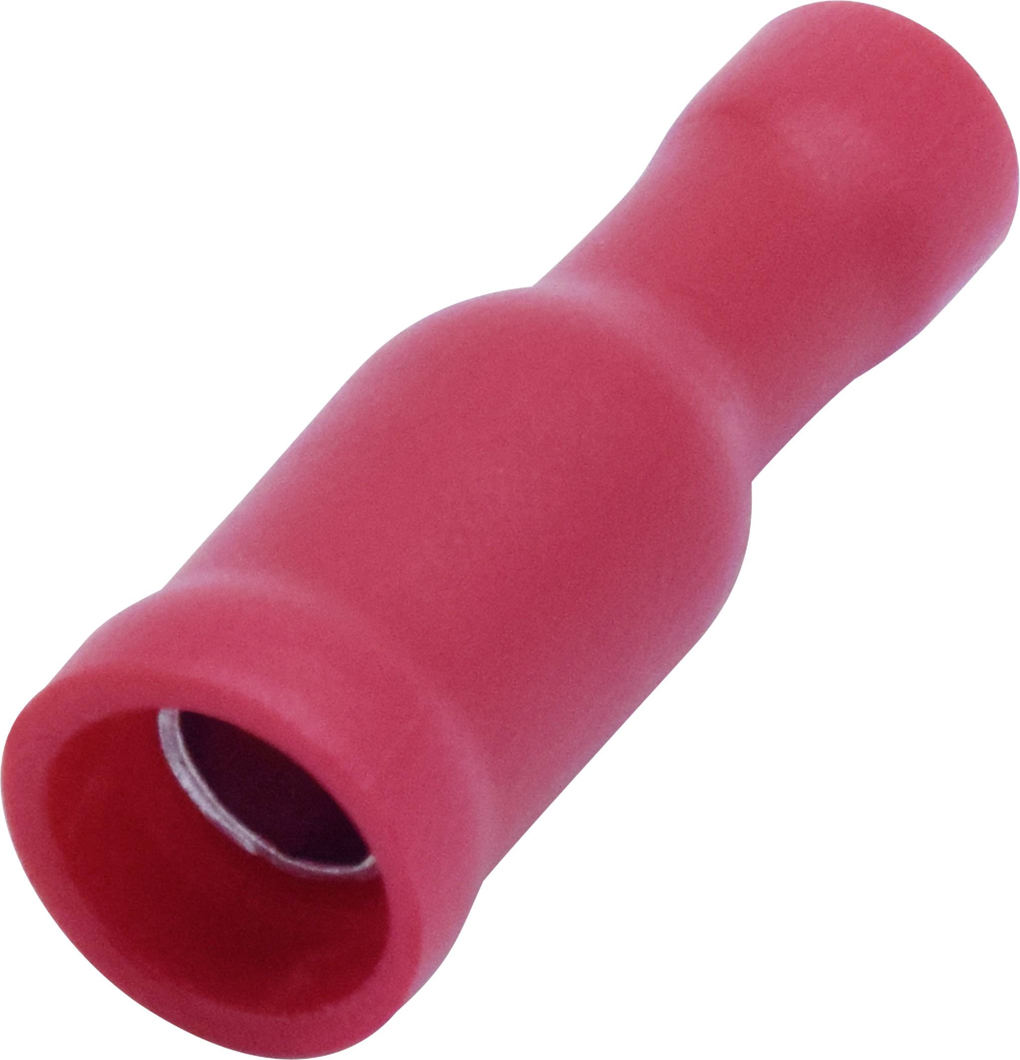TRU COMPONENTS T1904C048 Rundsteckhülse 0.50mm² 1.50mm² Vollisoliert Rot 25St.