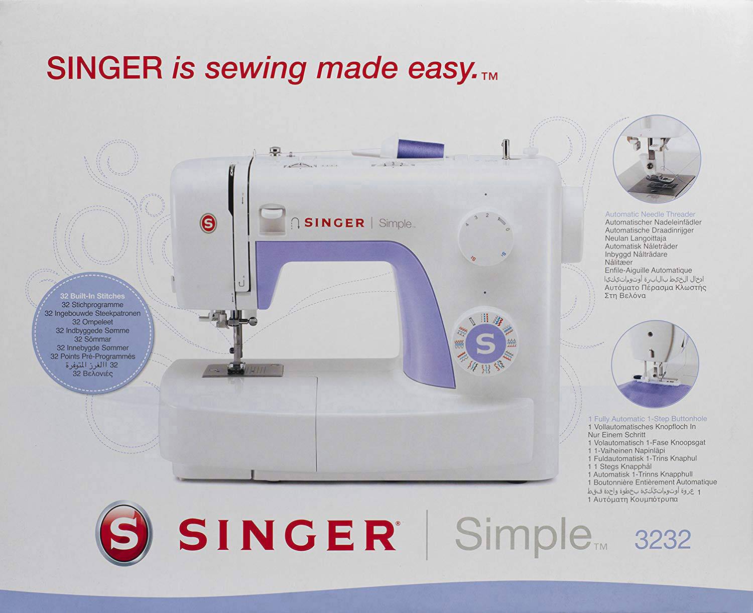 Singer Freiarmnähmaschine SIMPLE 3232 Weiß, Violett
