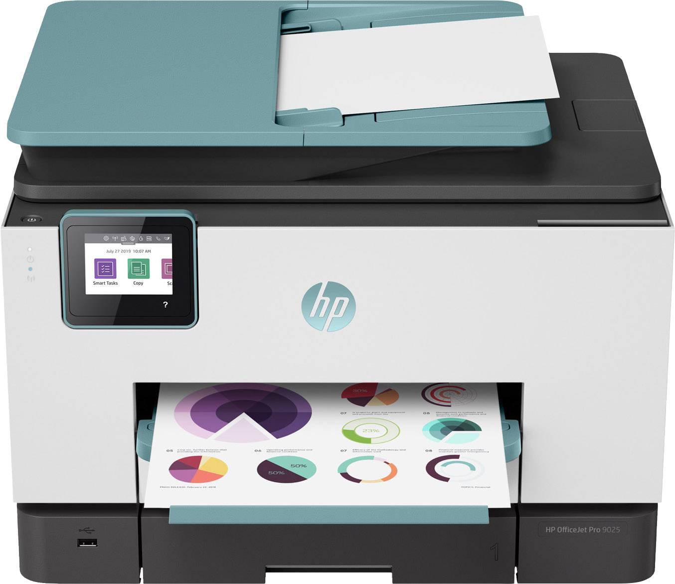HP Officejet Pro 9025 All-in-One Oasis Blue Farb Tintenstrahl Multifunktionsdrucker A4 Drucker, Scanner, Kopierer, Fax LAN, WLAN, Duplex, Duplex-ADF
