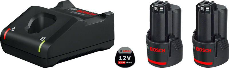 Ladegerät und zwei Bosch 12V Li-Ion Akkus.