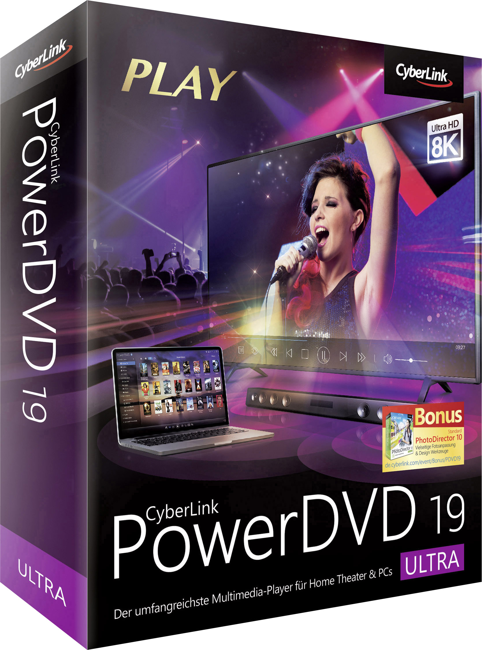 Cyberlink PowerDVD 19 Ultra Vollversion, 1 Lizenz Windows Videobearbeitung