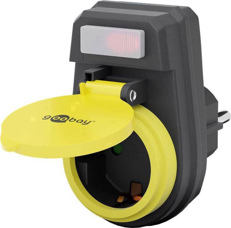 Goobay 41266 Schaltbare Zwischensteckdose mit Schalter am Gerät 2polig Schwarz, Gelb