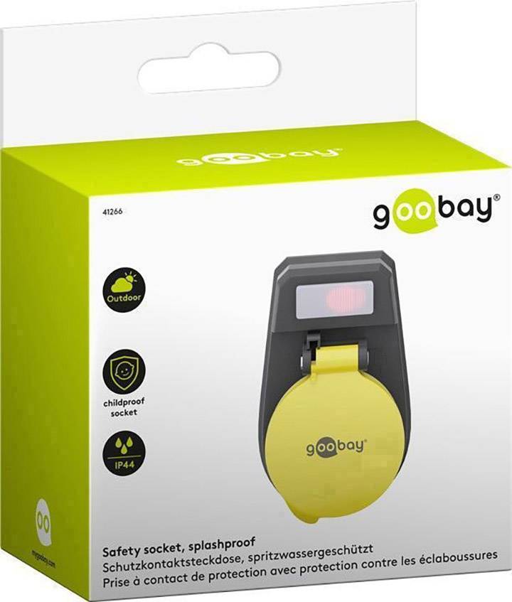 Goobay 41266 Schaltbare Zwischensteckdose mit Schalter am Gerät 2polig Schwarz, Gelb