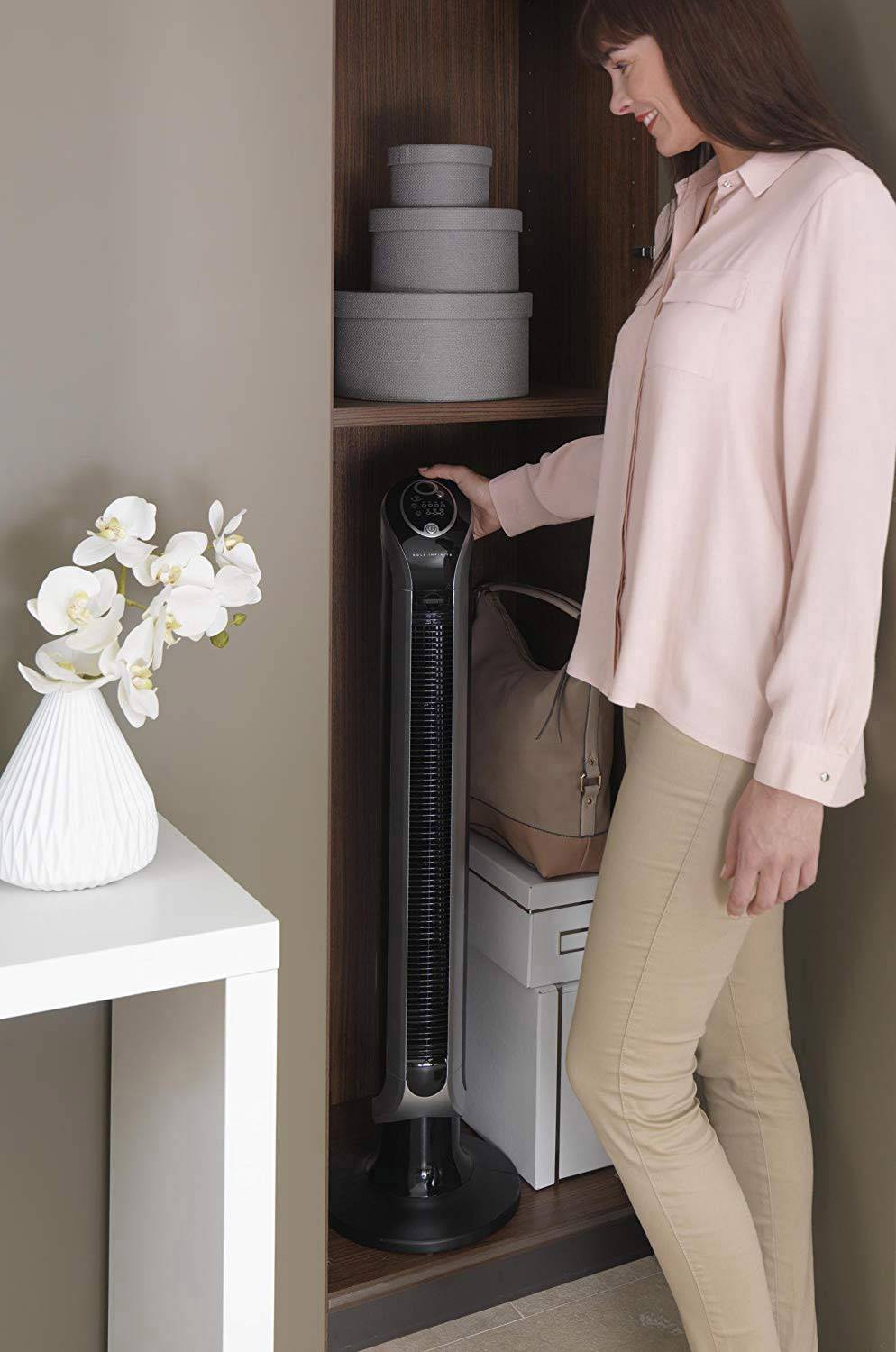Rowenta Eole Infinite Standventilator 40 W (L x B x H) 170 x 200 x 1000 mm Schwarz, Silber Timer, Oszillierend