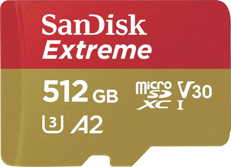 SanDisk Extreme™ microSDXC-Karte 512 GB Class 10, UHS-I, UHS-Class 3, v30 Video Speed Class A2-Leistungsstandard
