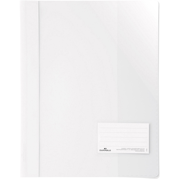 Durable 269002 Sichthefter Weiß DIN A4+ Beschriftungsfenster (90 x 57 mm), Einreißschutz, Innentasc