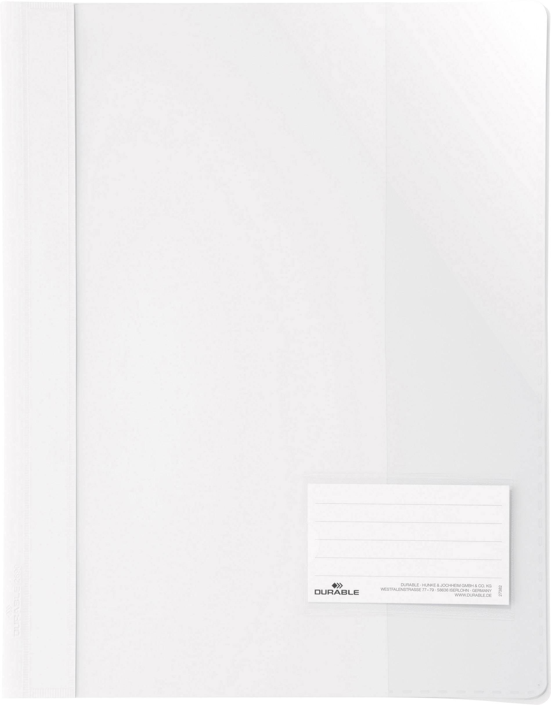Durable 269002 Sichthefter Weiß DIN A4+ Beschriftungsfenster (90 x 57 mm), Einreißschutz, Innentasche (Rückseite)
