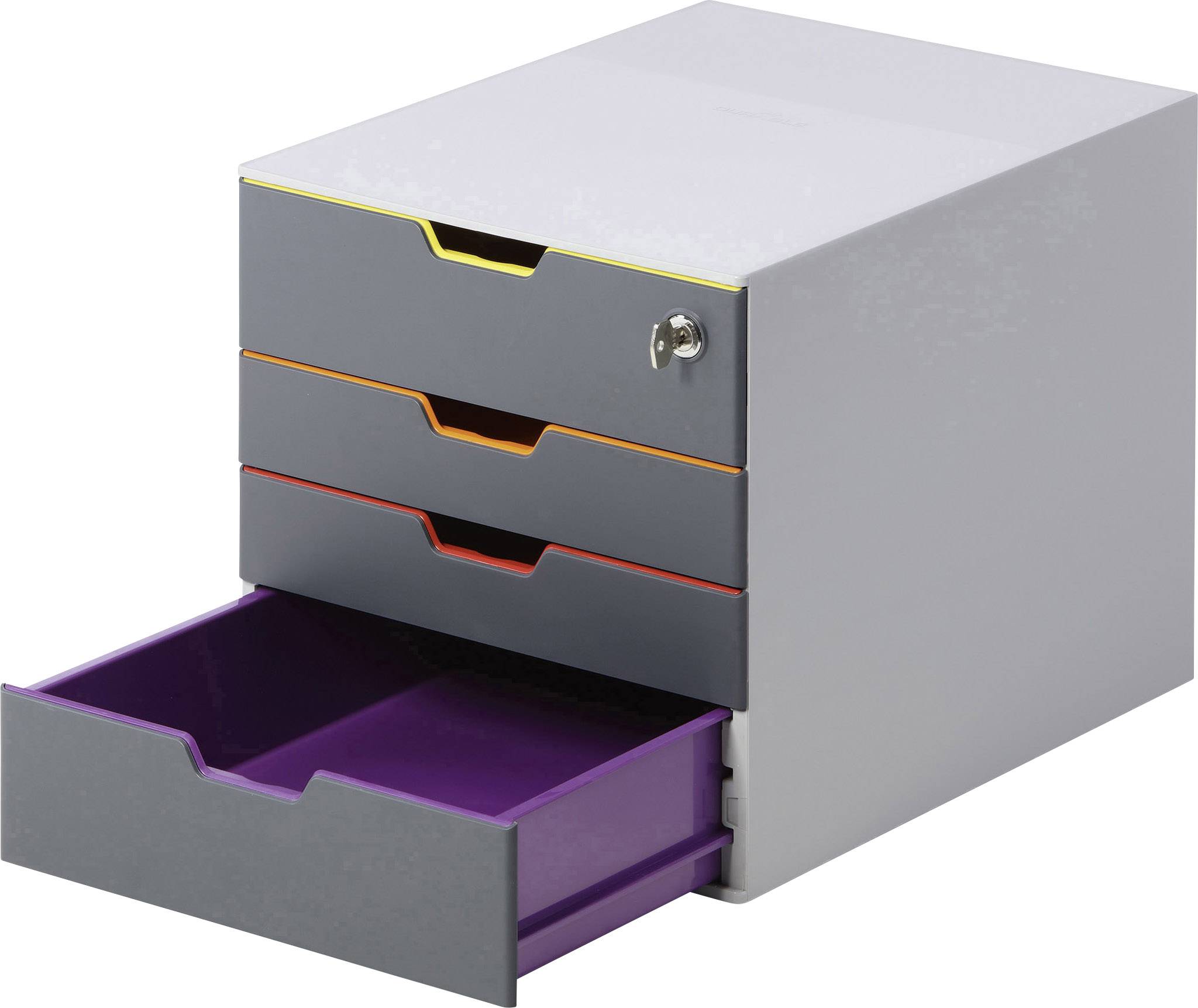 Durable VARICOLOR 4 SAFE - 7606 760627 Schubladenbox Grau DIN A4, DIN C4, Folio, Letter Anzahl der Schubfächer: 4