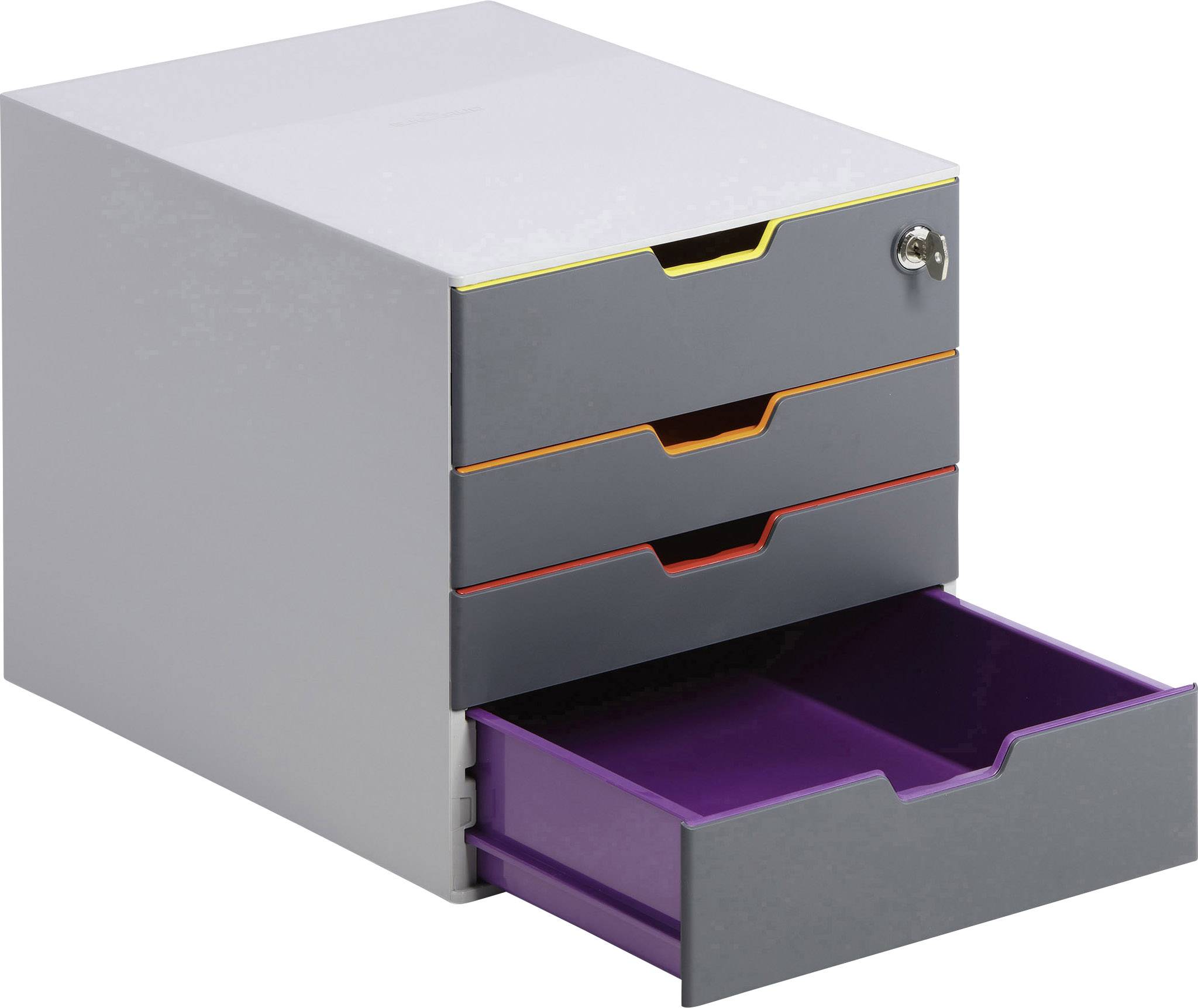 Durable VARICOLOR 4 SAFE - 7606 760627 Schubladenbox Grau DIN A4, DIN C4, Folio, Letter Anzahl der Schubfächer: 4