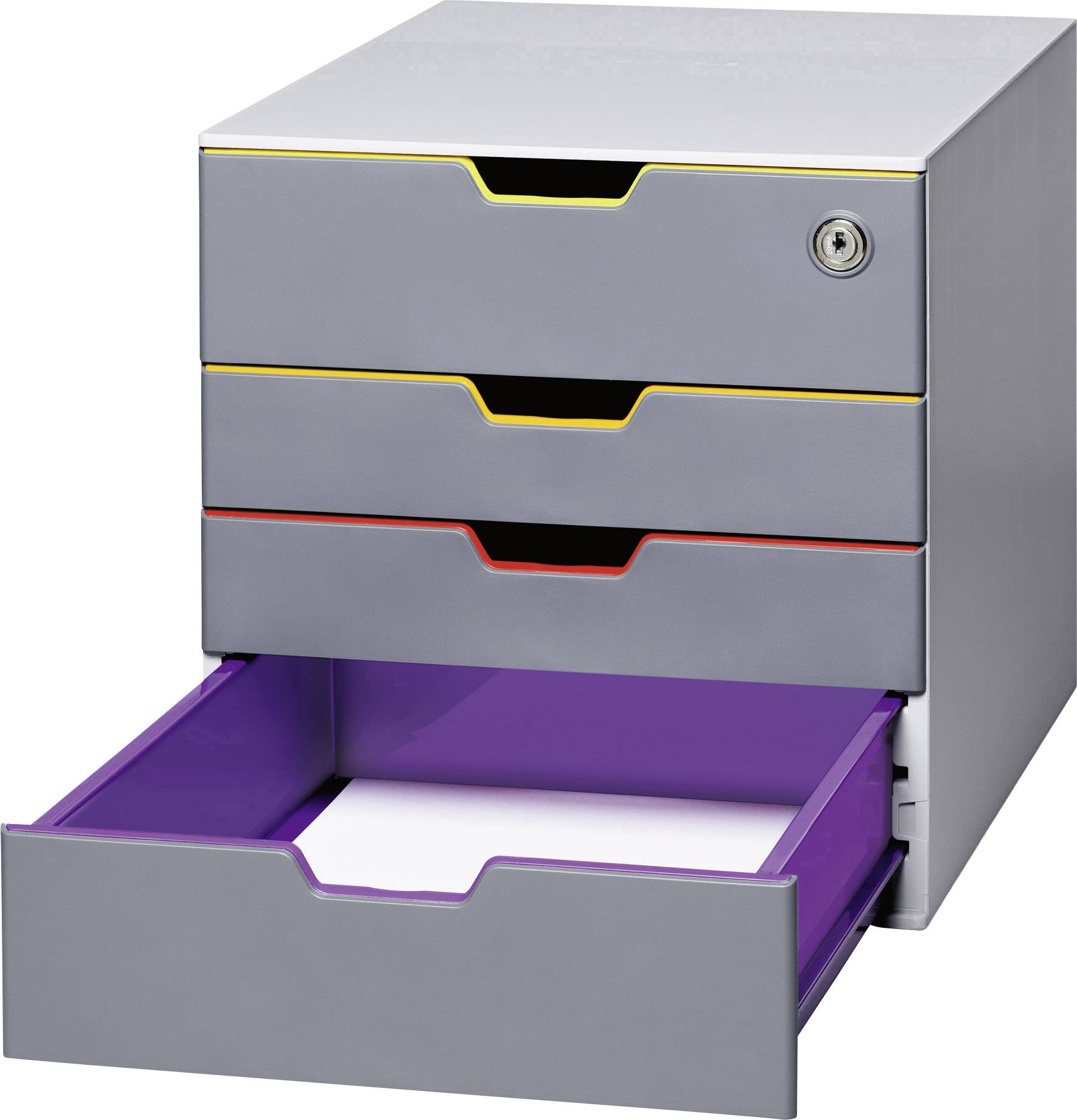 Durable VARICOLOR 4 SAFE - 7606 760627 Schubladenbox Grau DIN A4, DIN C4, Folio, Letter Anzahl der Schubfächer: 4